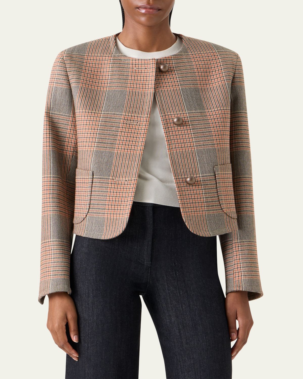 Akris punto Glen Plaid Wool Jacket | Thumbnail 4 Akris punto Glen Plaid Wool Jacket | Thumbnail 4