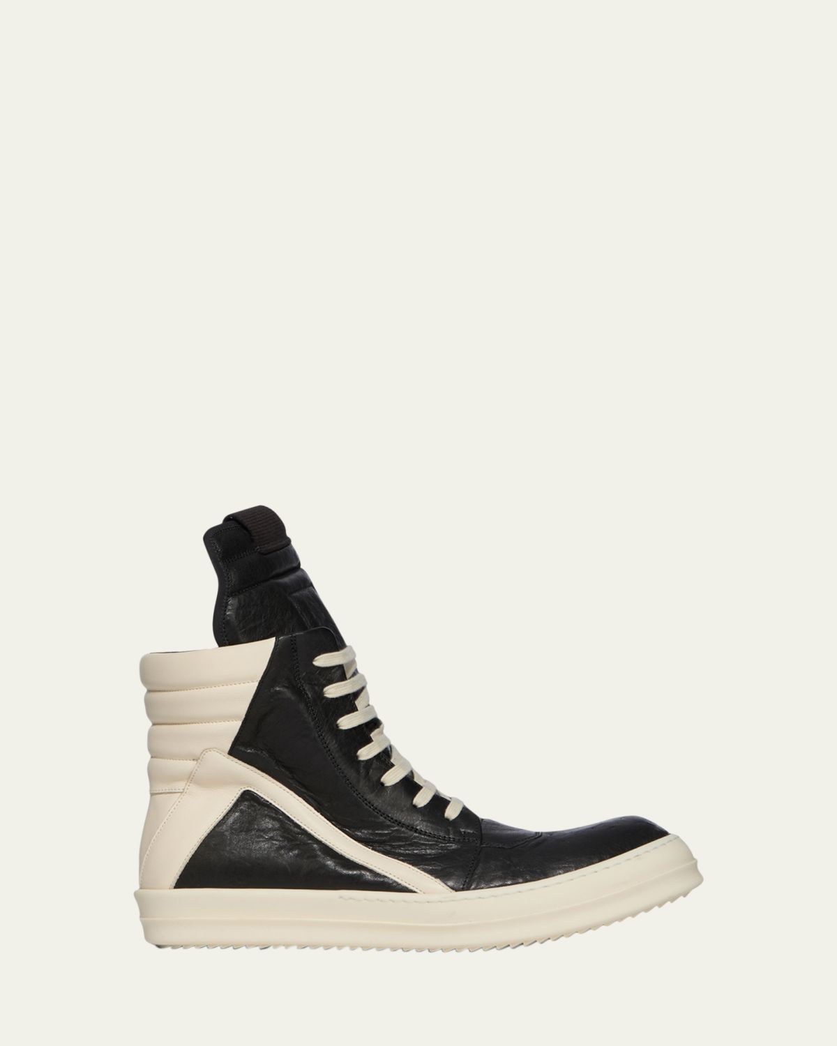 Rick Owens Men's Geobasket Tumbled Leather High-Top Sneakers