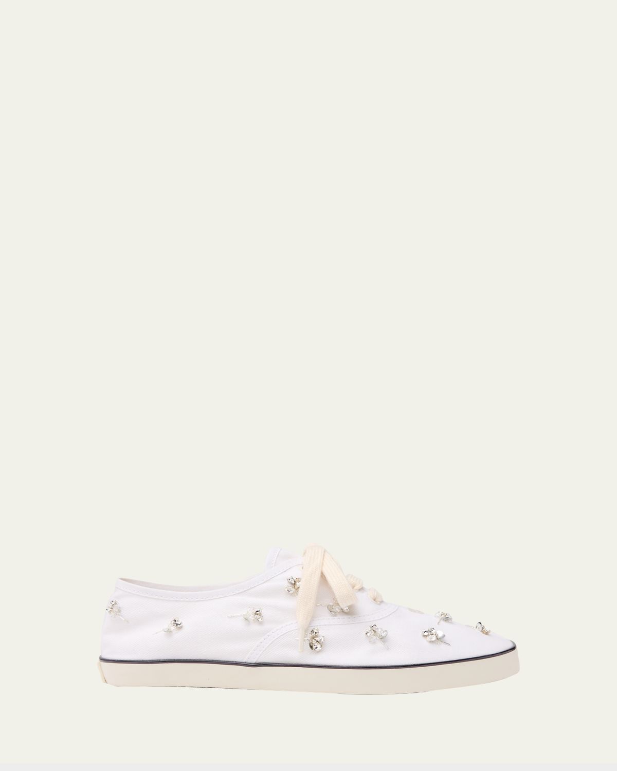 Miu Miu Embellished Canvas Low-Top Sneakers