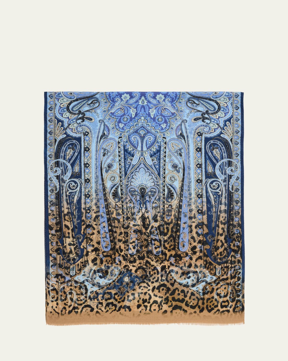 Etro Animal-Print Paisley Wool Silk Scarf