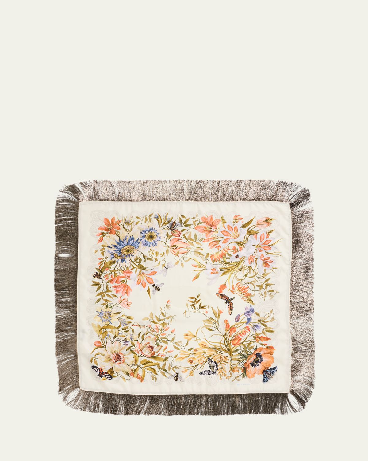 Etro Turandot Silk Twill Scarf with Fringe