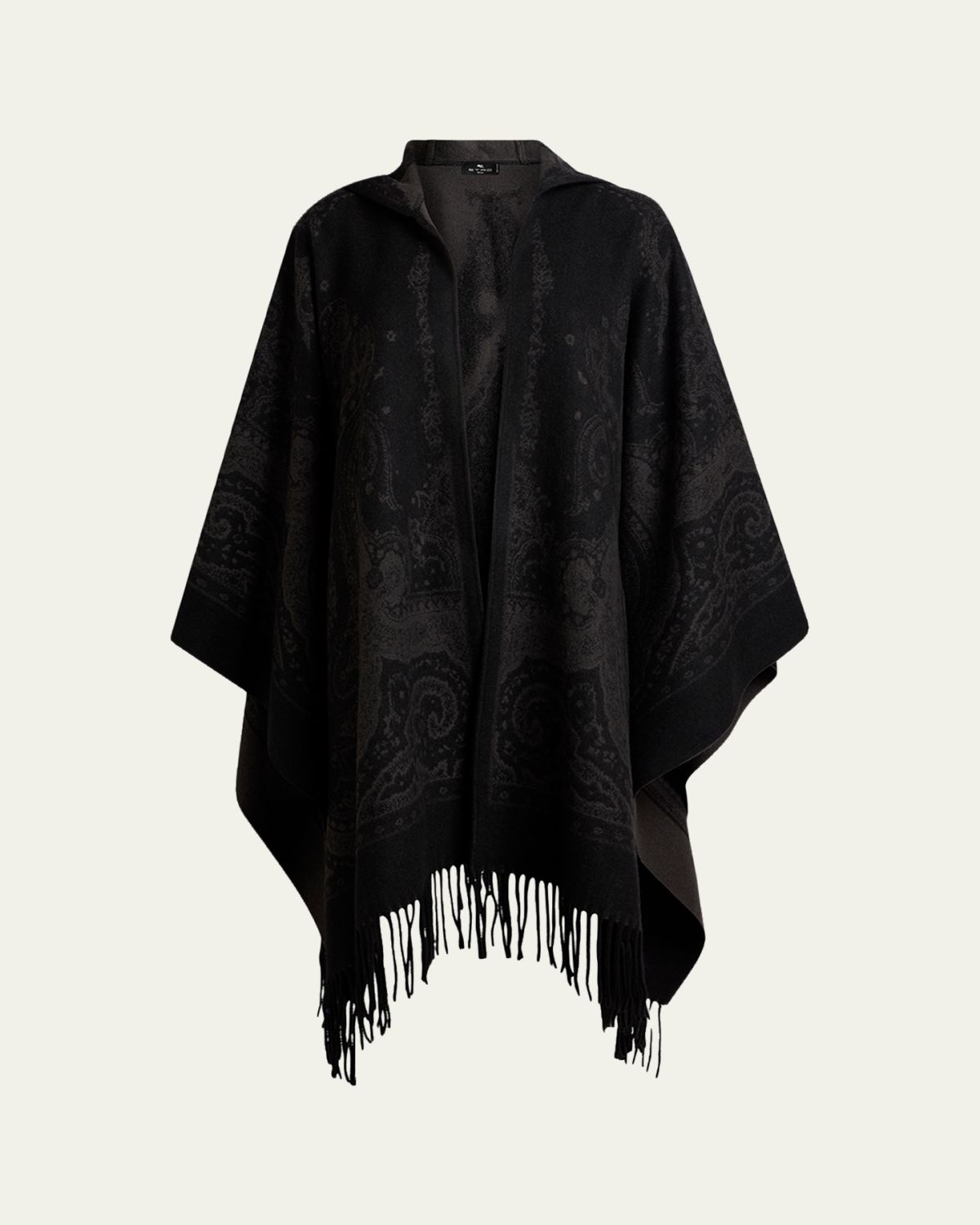 Etro Hooded Paisley Jacquard Wool Cape