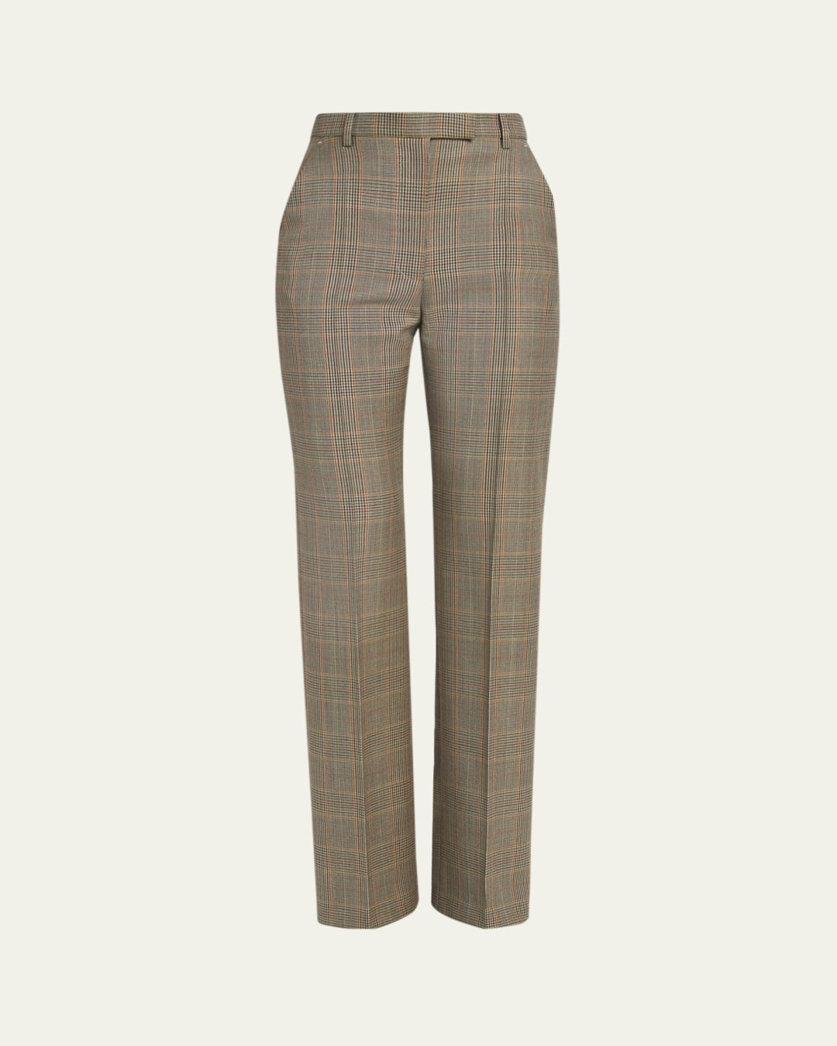 McQueen Prince of Wales Wool Straight-Leg Trousers