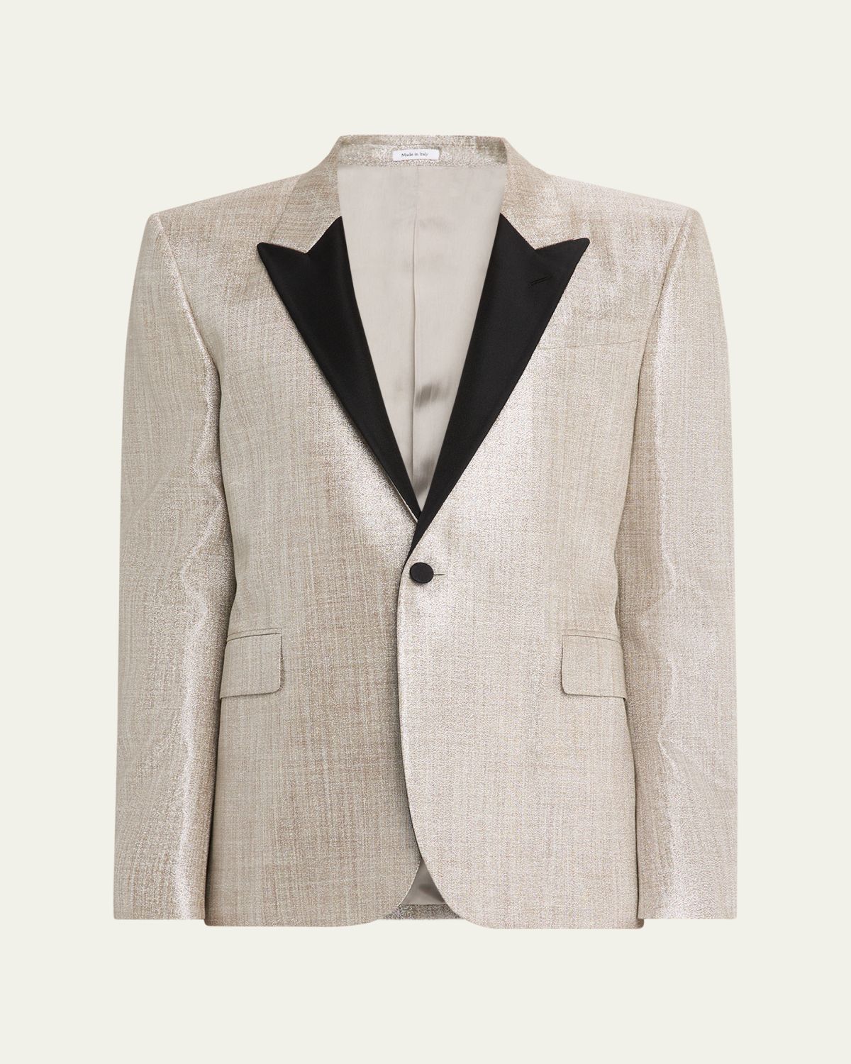 McQueen Men 's Metallic Effect Peak Lapel Dinner Jacket
