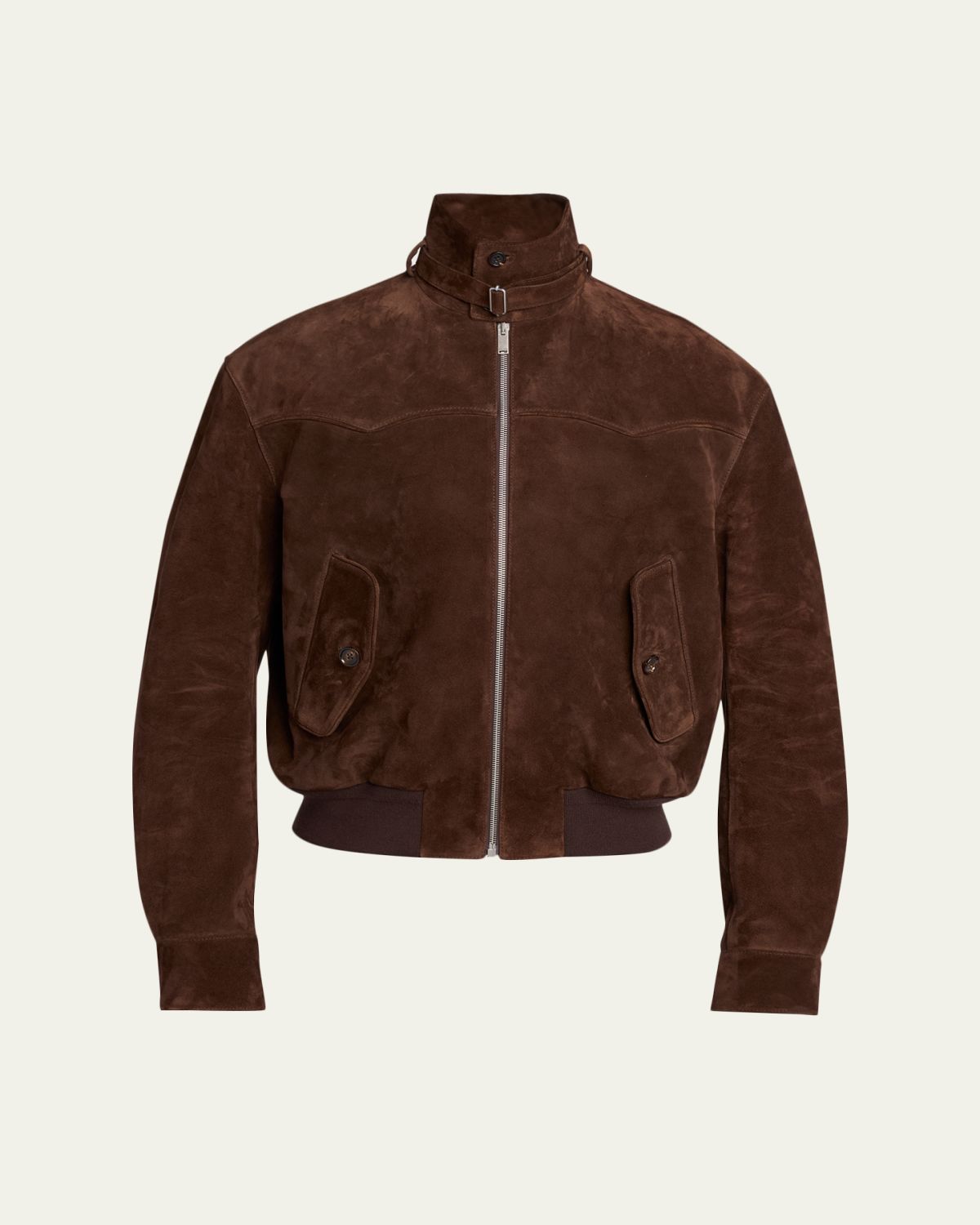 McQueen Men's Harrington Cropped Leather Bomber Jacket