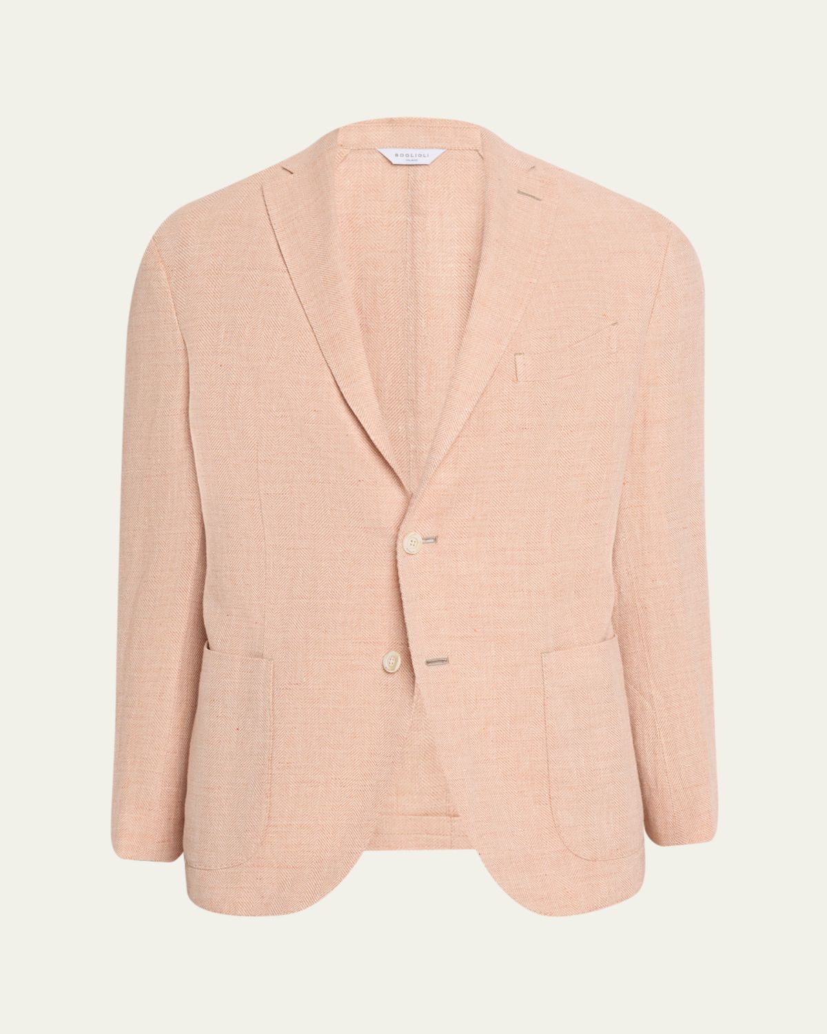 Boglioli Men 's Linen and Wool Herringbone Single-Breasted Blazer