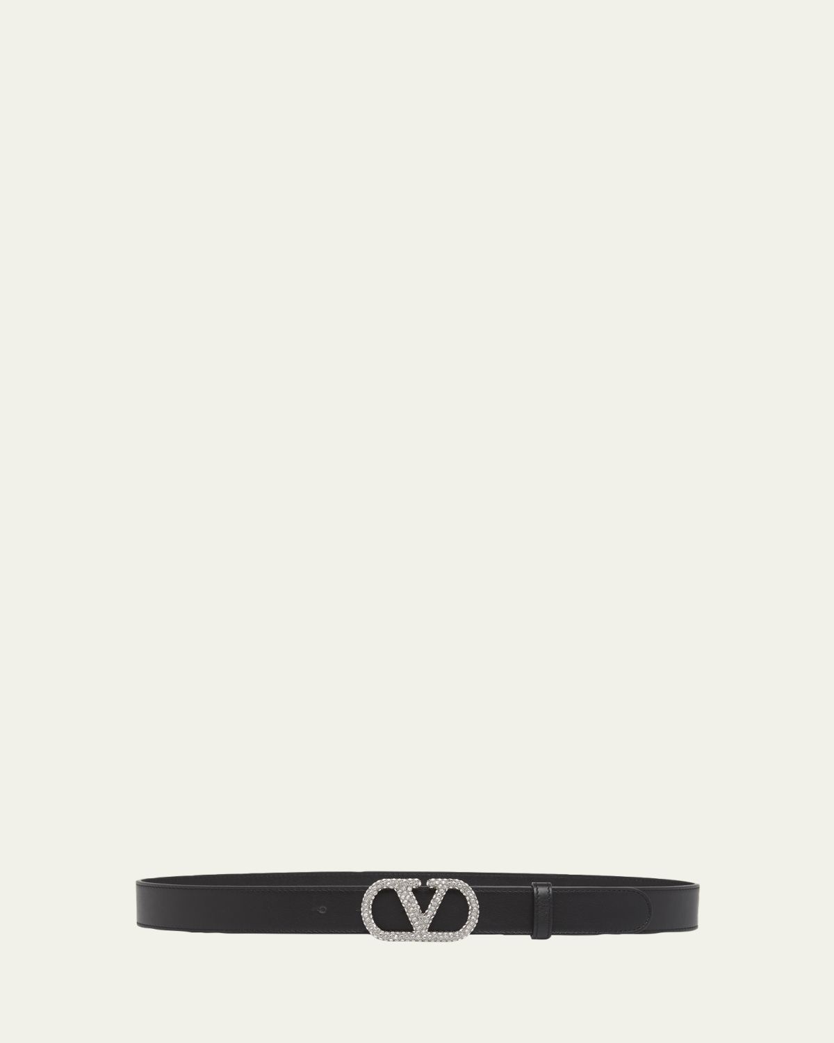 Valentino Garavani Crystal VLogo Leather Belt, 30mm