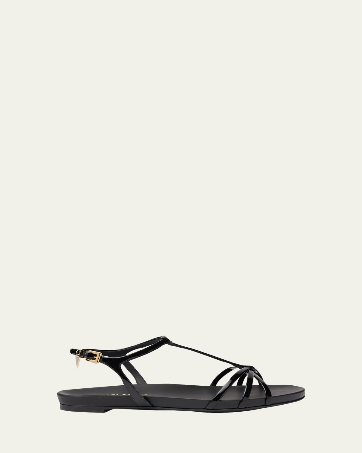 Prada Vernice Leather Flat Sandals