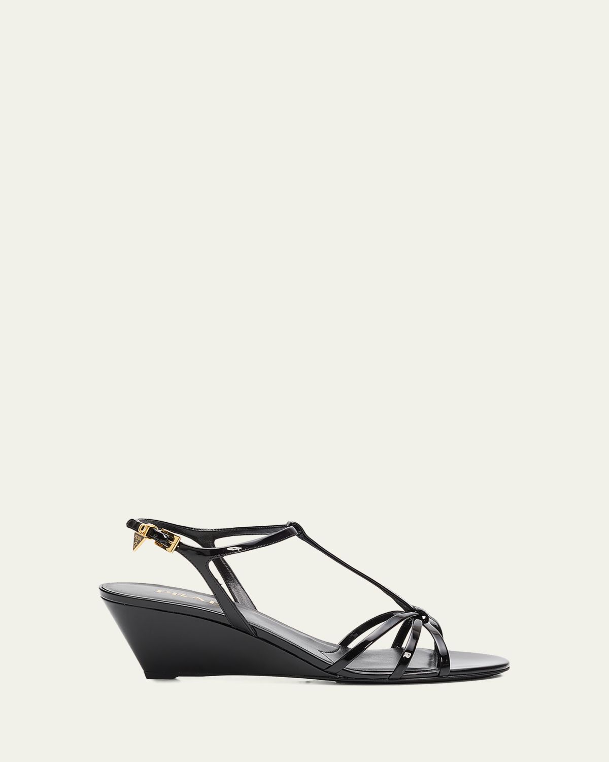 Prada 55mm Patent Leather Wedge Sandals