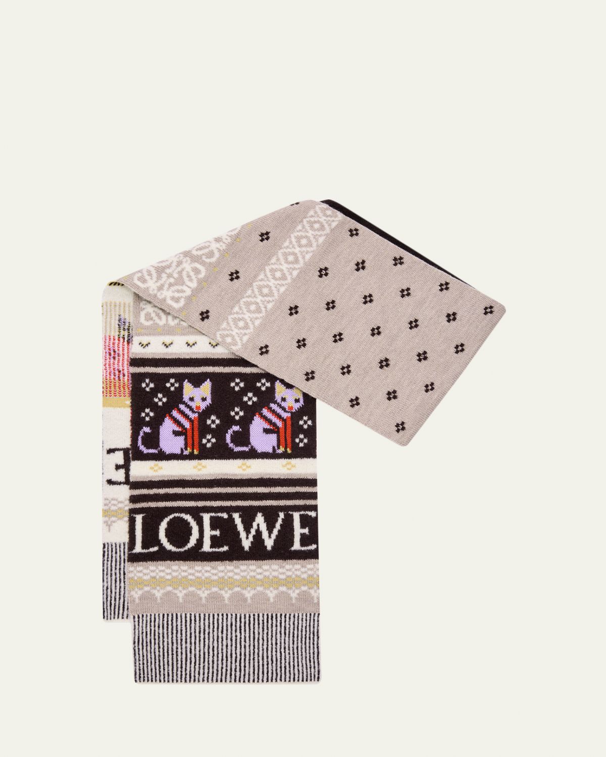 Loewe x Louis Wain Futurist Cat Fair Isle Scarf