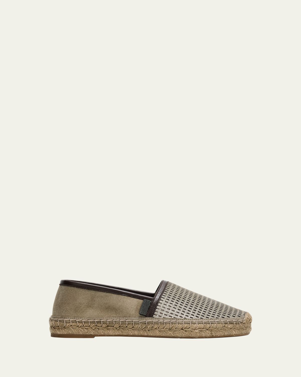 Brunello Cucinelli Laminated Suede and Leather Espadrille Flats