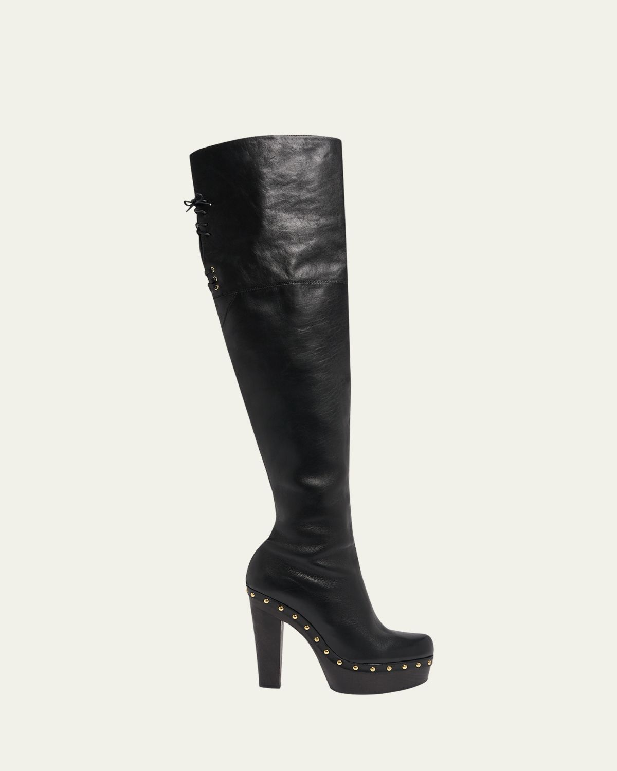 Chloe Lola Leather Over-the-Knee Clog Boots