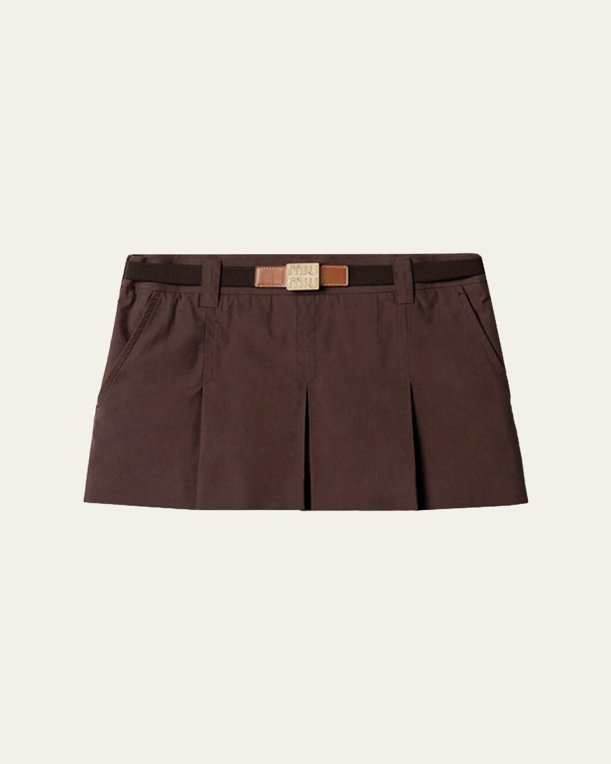 Miu Miu Panama Cotton Mini Pleated Skirt