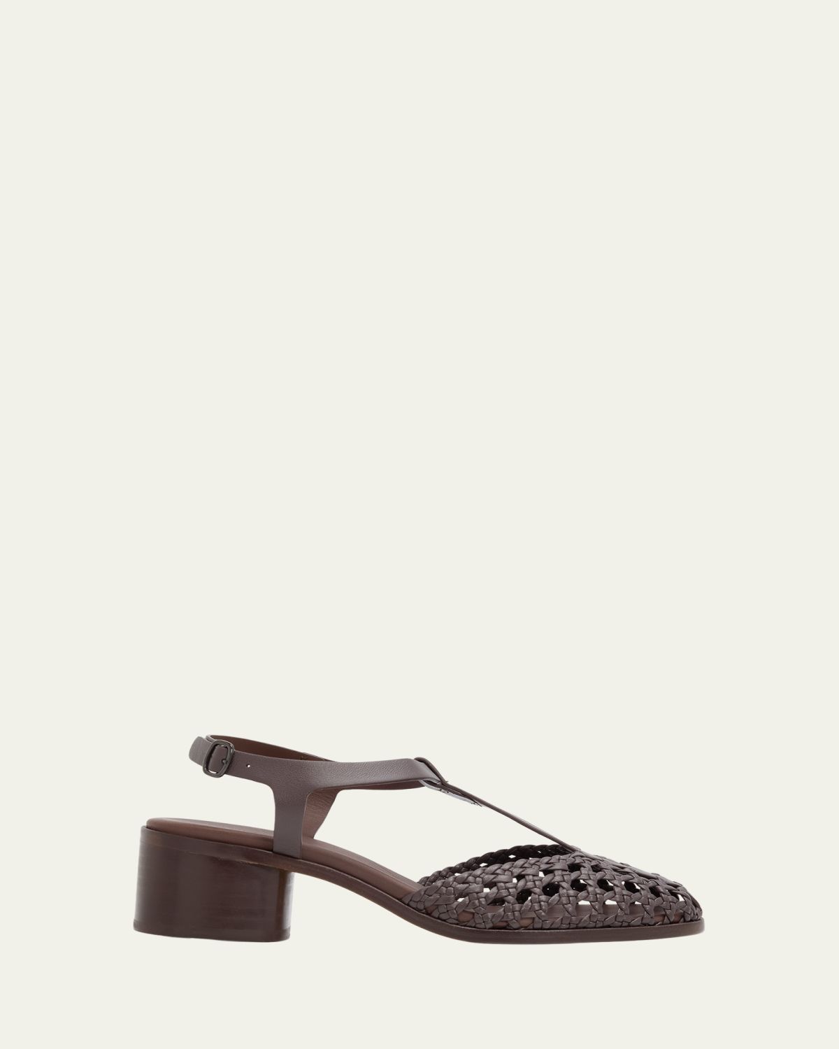 HEREU Gabia Woven Leather Block-Heel Sandals