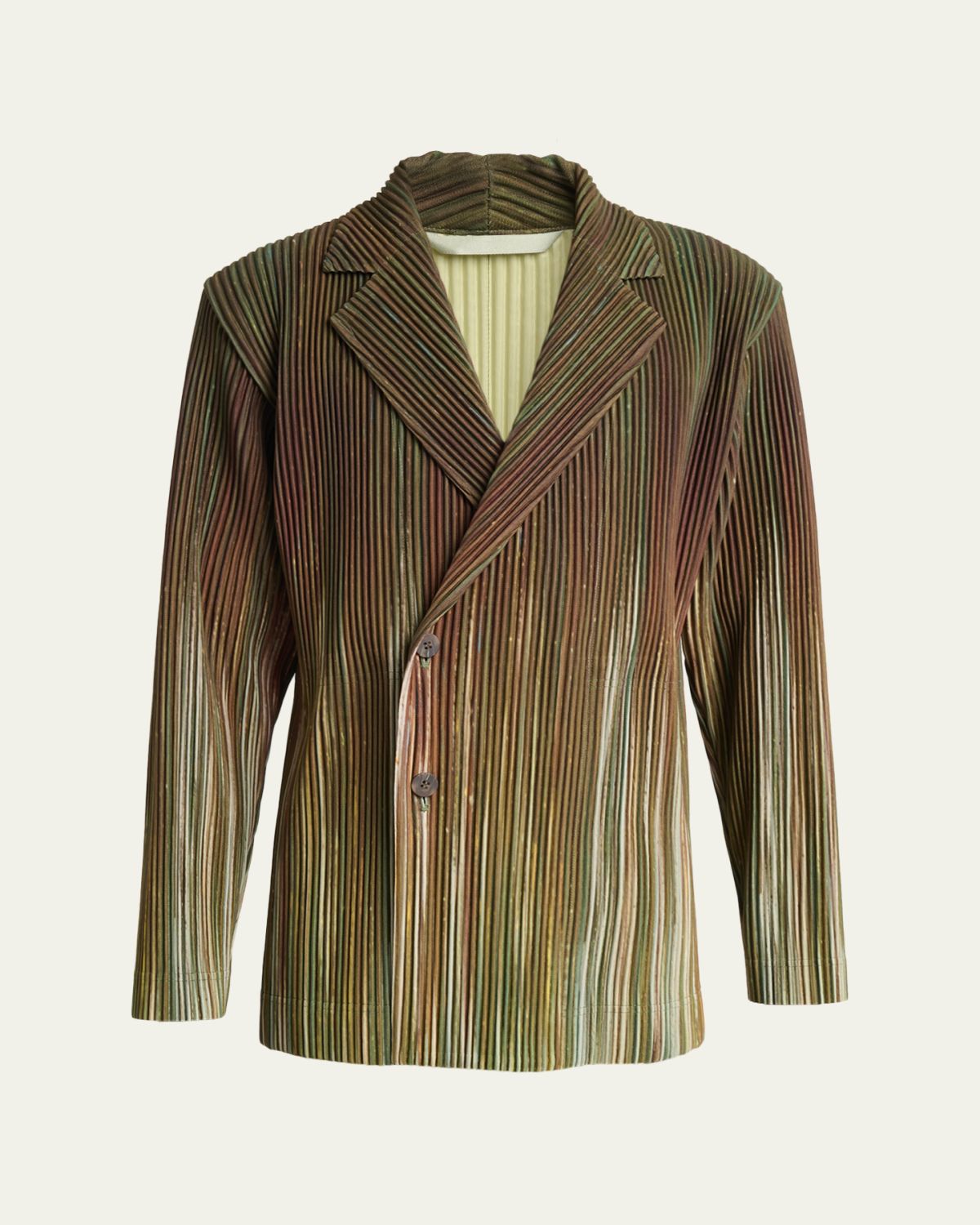 Homme Plisse Issey Miyake Men's Paintbrush Agate-Print Pleated Single-Breasted Blazer