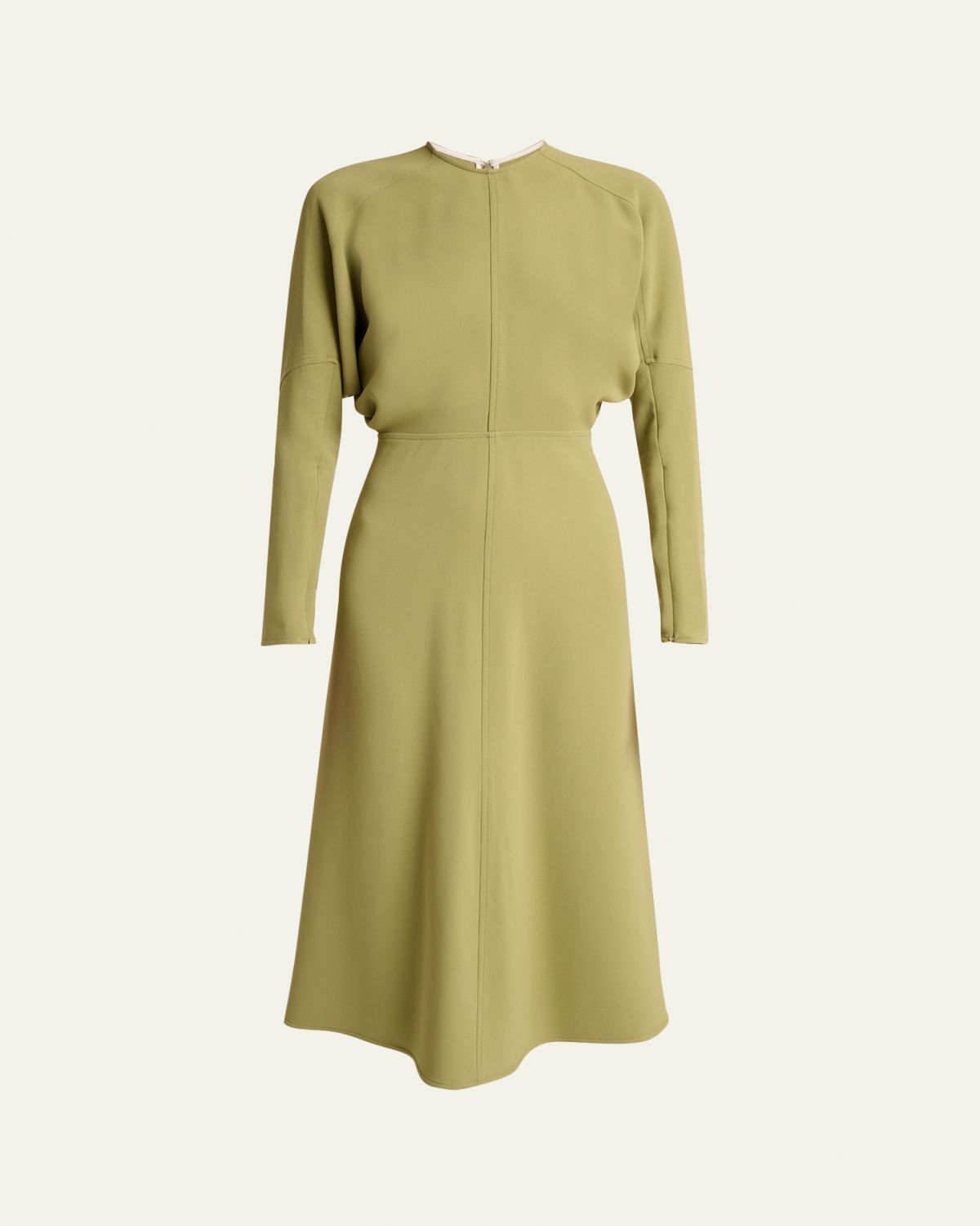 Victoria Beckham Dolman Long-Sleeve Cady Midi Dress