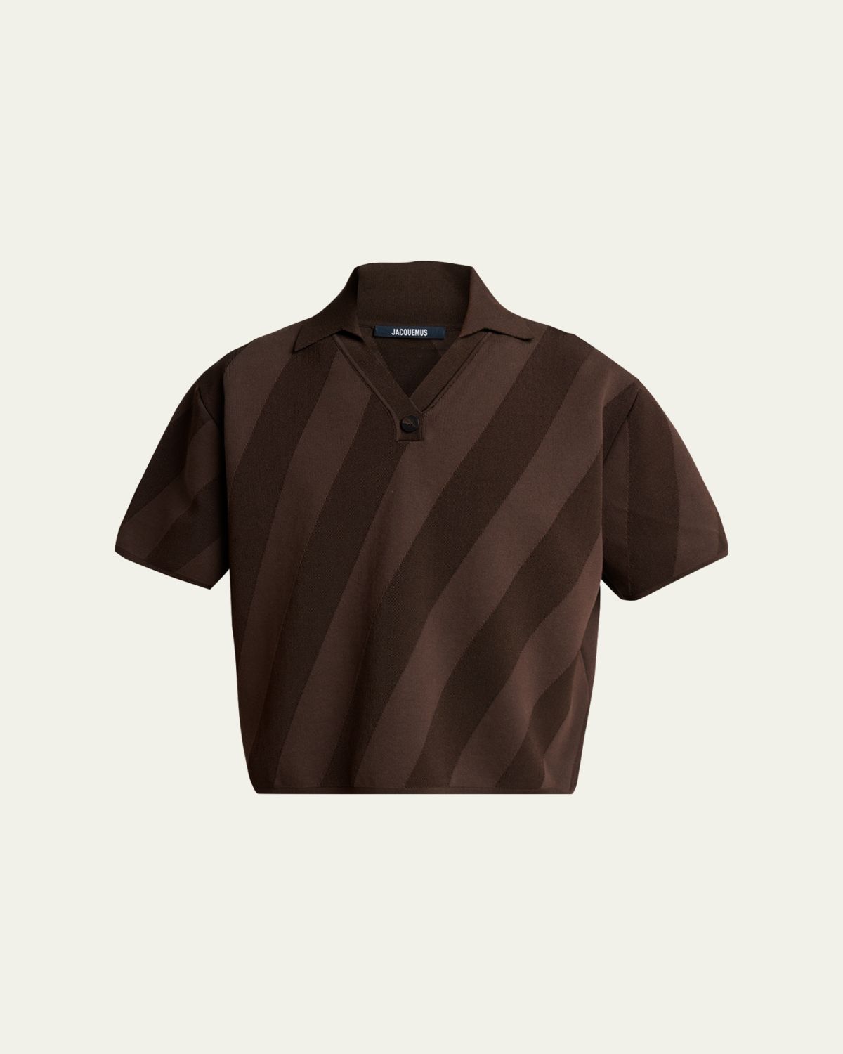 Jacquemus Men's Wide Stripe Knit Johnny Collar Polo Shirt