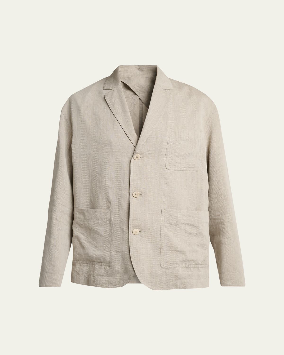 Jacquemus Men's Herringbone Linen-Blend Blazer