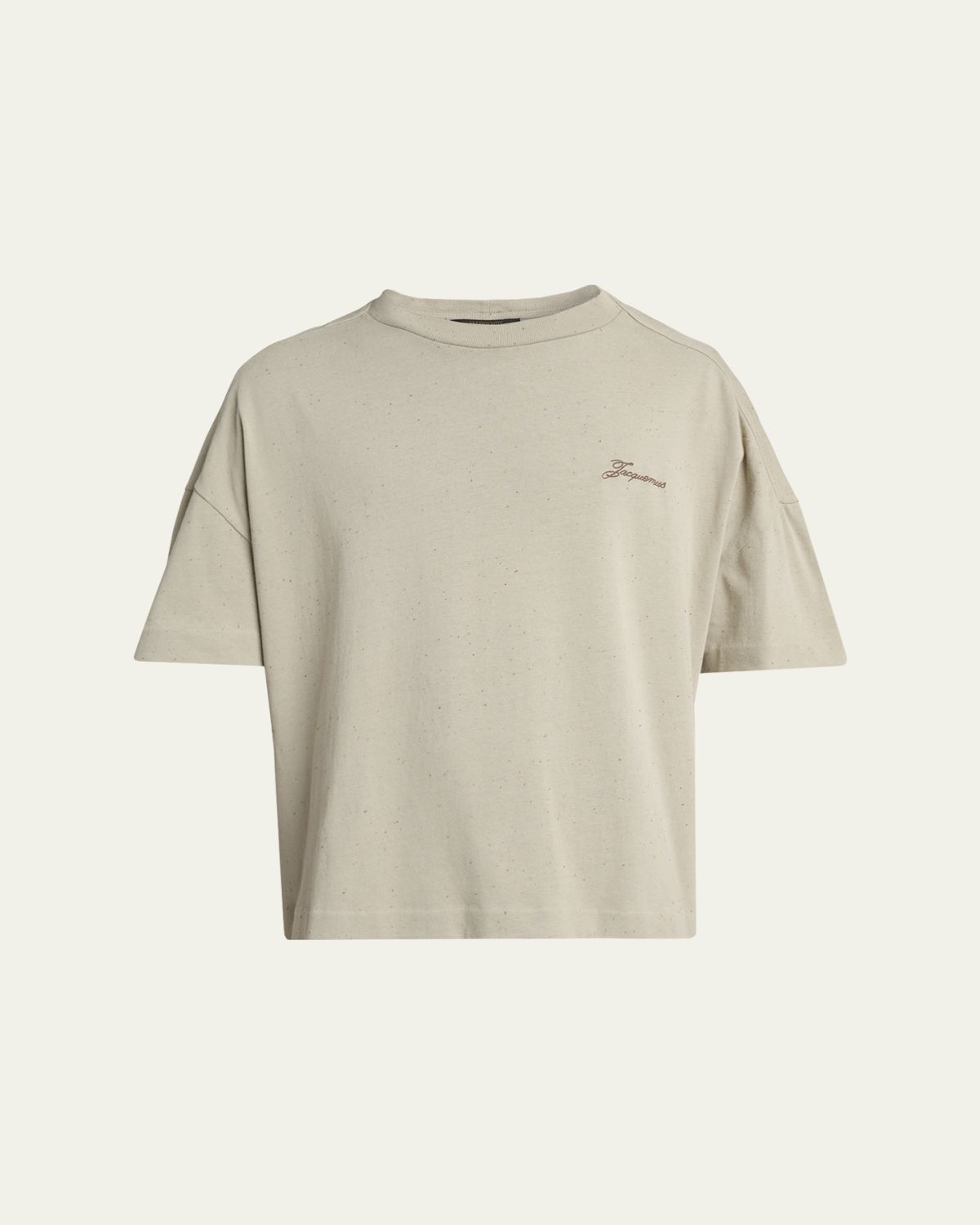 Jacquemus Men's Speckled Cotton-Blend Embroidered Logo T-Shirt