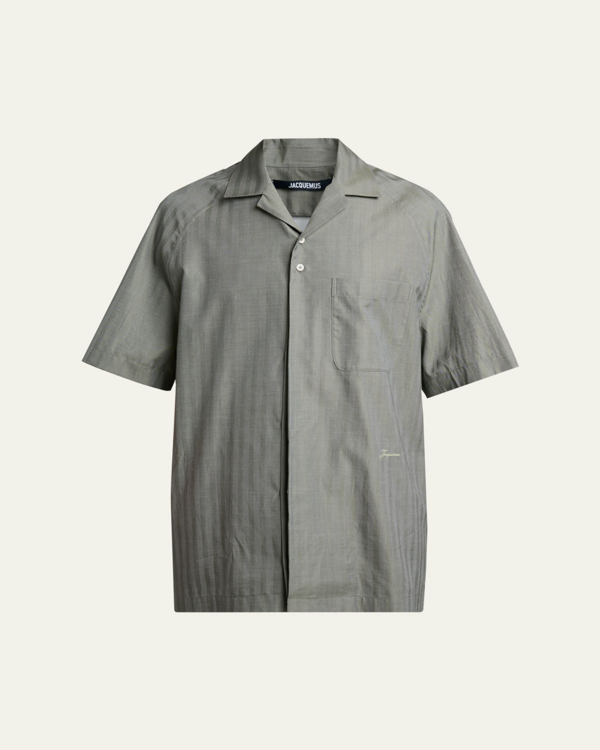 Jacquemus Men 's Cotton Herringbone Short-Sleeve Shirt