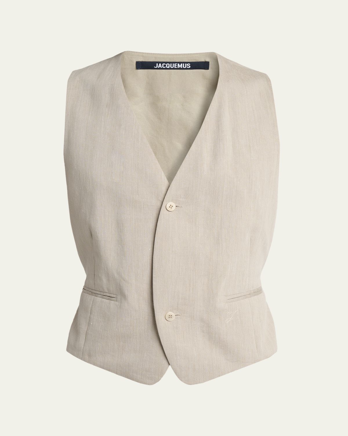 Jacquemus Men's Herringbone Linen-Blend Vest