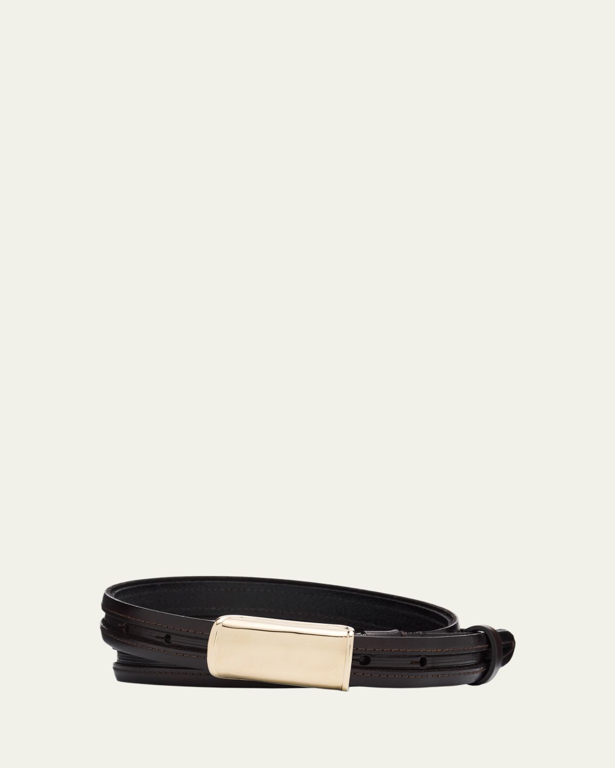 Brunello Cucinelli Men's Leather Belt with Box-Frame Buckle | Thumbnail 3 Brunello Cucinelli Men's Leather Belt with Box-Frame Buckle | Thumbnail 3