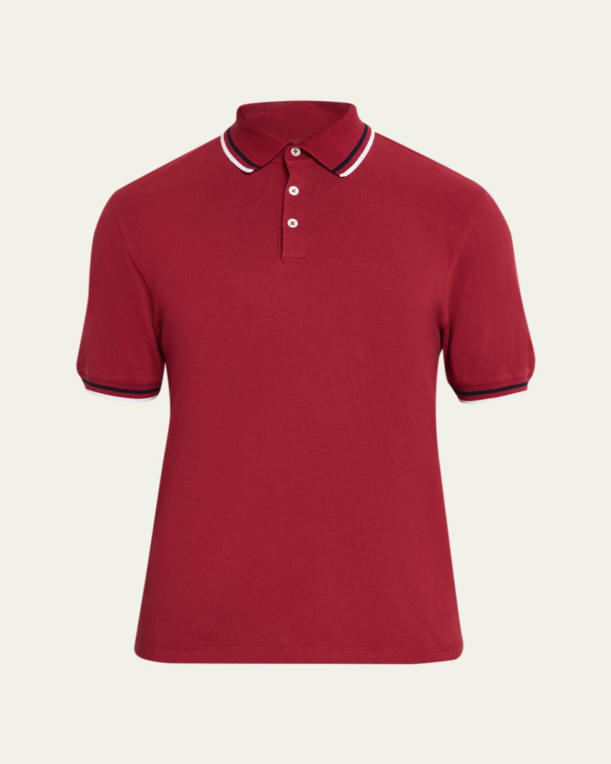 Brunello Cucinelli Men's Striped Cotton Polo Shirt