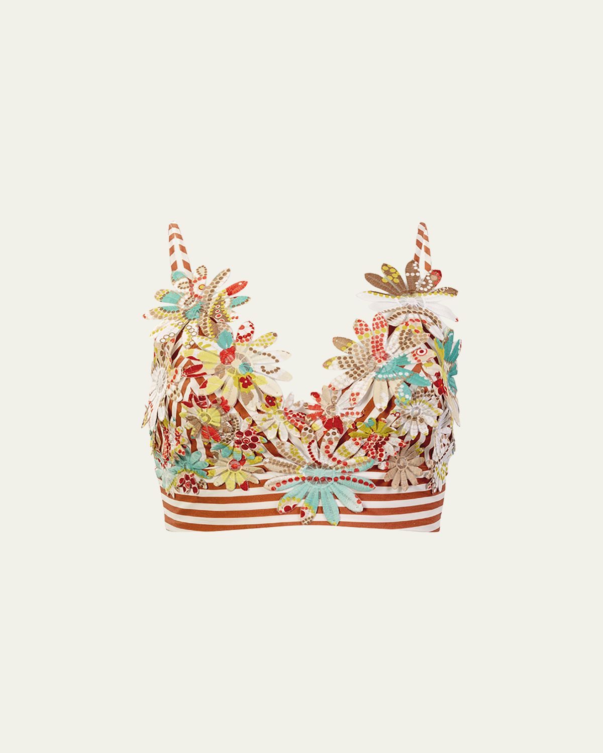 Silvia Tcherassi Ibbie Flower Applique Sleeveless Crop Top
