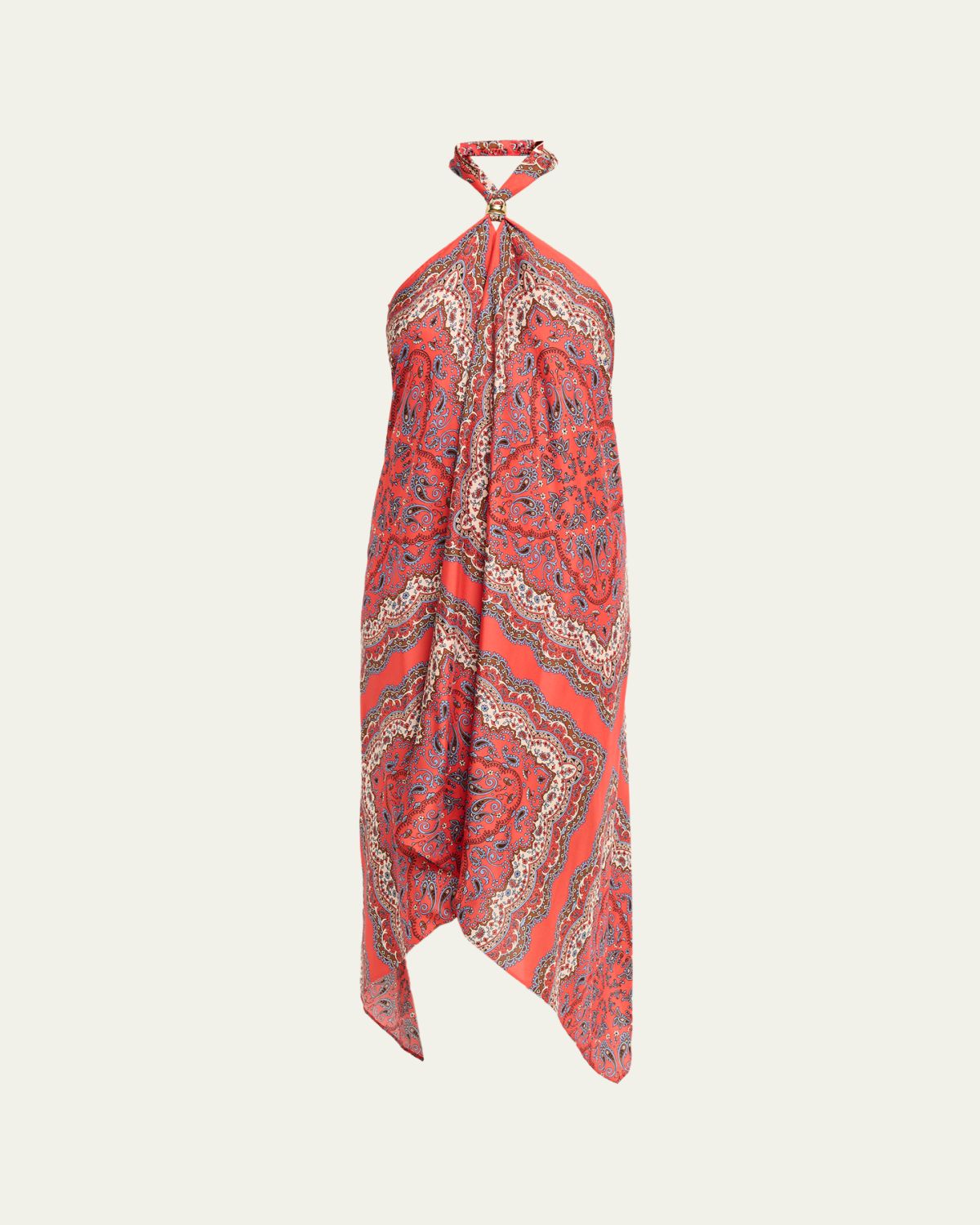 Cara Cara Twist Printed Silk Scarf Dress