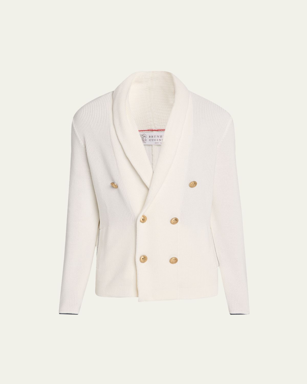 Brunello Cucinelli Men 's Cotton Knit Double-Breasted Shawl Cardigan