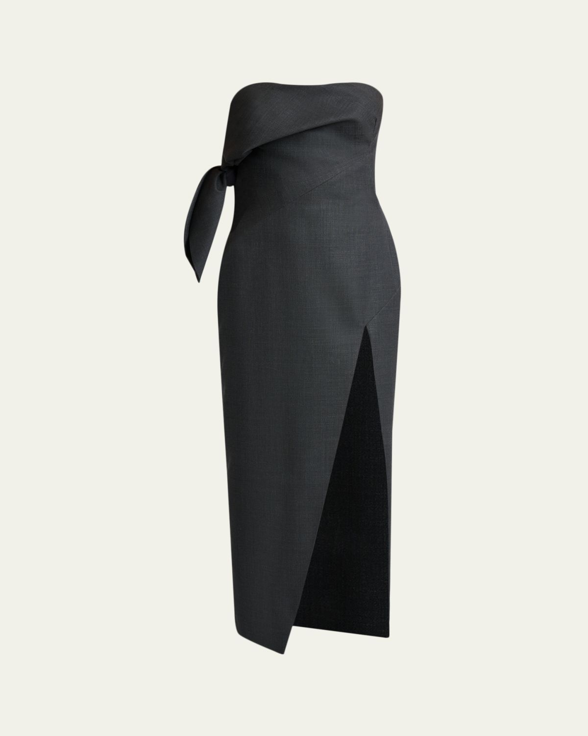 Givenchy Strapless Bow Bustier Slit Midi Dress