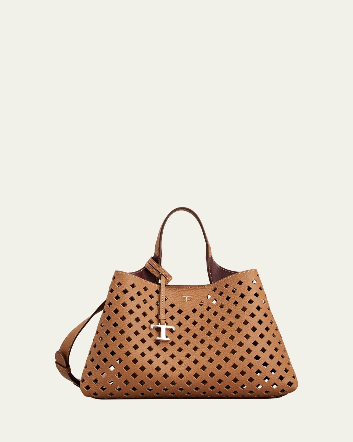 Tod 's Micro Timeless T Cutout Leather Shoulder Bag