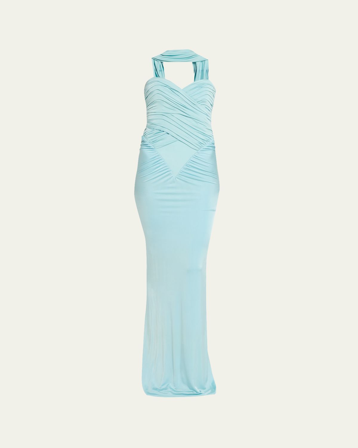 The New Arrivals by Ilkyaz Ozel Samsara Ruched Basque-Waist Column Gown