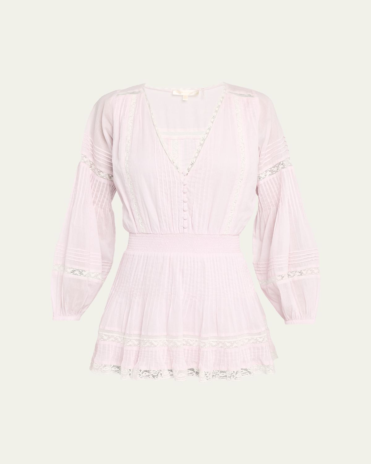 LoveShackFancy Winfrey Lace-Trim Cotton Mini Dress