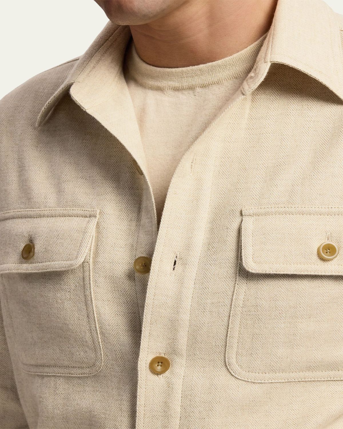 Ralph Lauren Purple Label Men's Cashmere Chevron-Woven Overshirt | Thumbnail 5 Ralph Lauren Purple Label Men's Cashmere Chevron-Woven Overshirt | Thumbnail 5