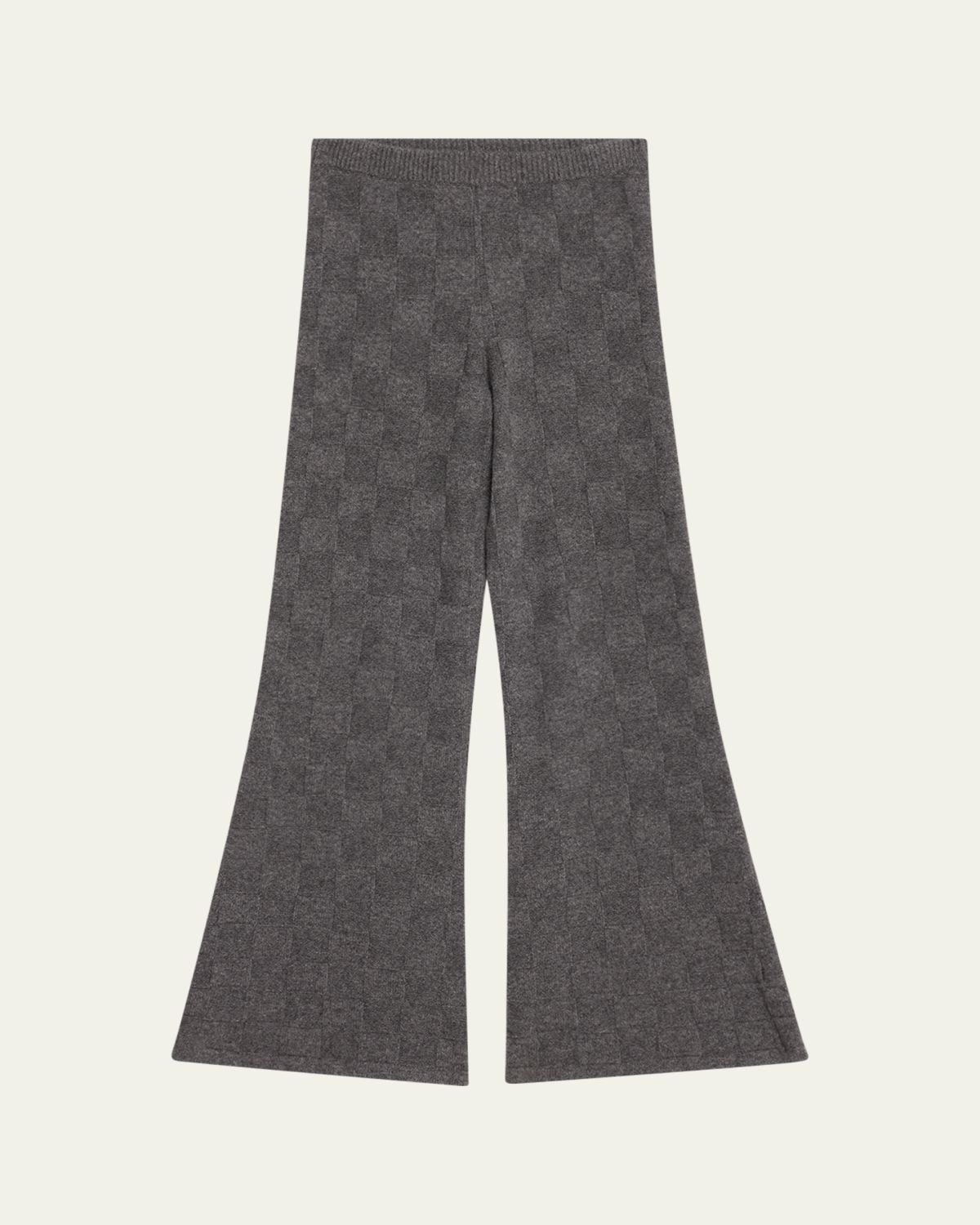 The Elder Statesman Cashmere Checkerboard Knit Flare Pants