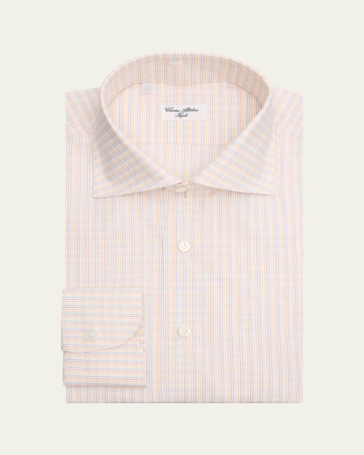 Cesare Attolini Men's Grid-Check Cotton Dress Shirt