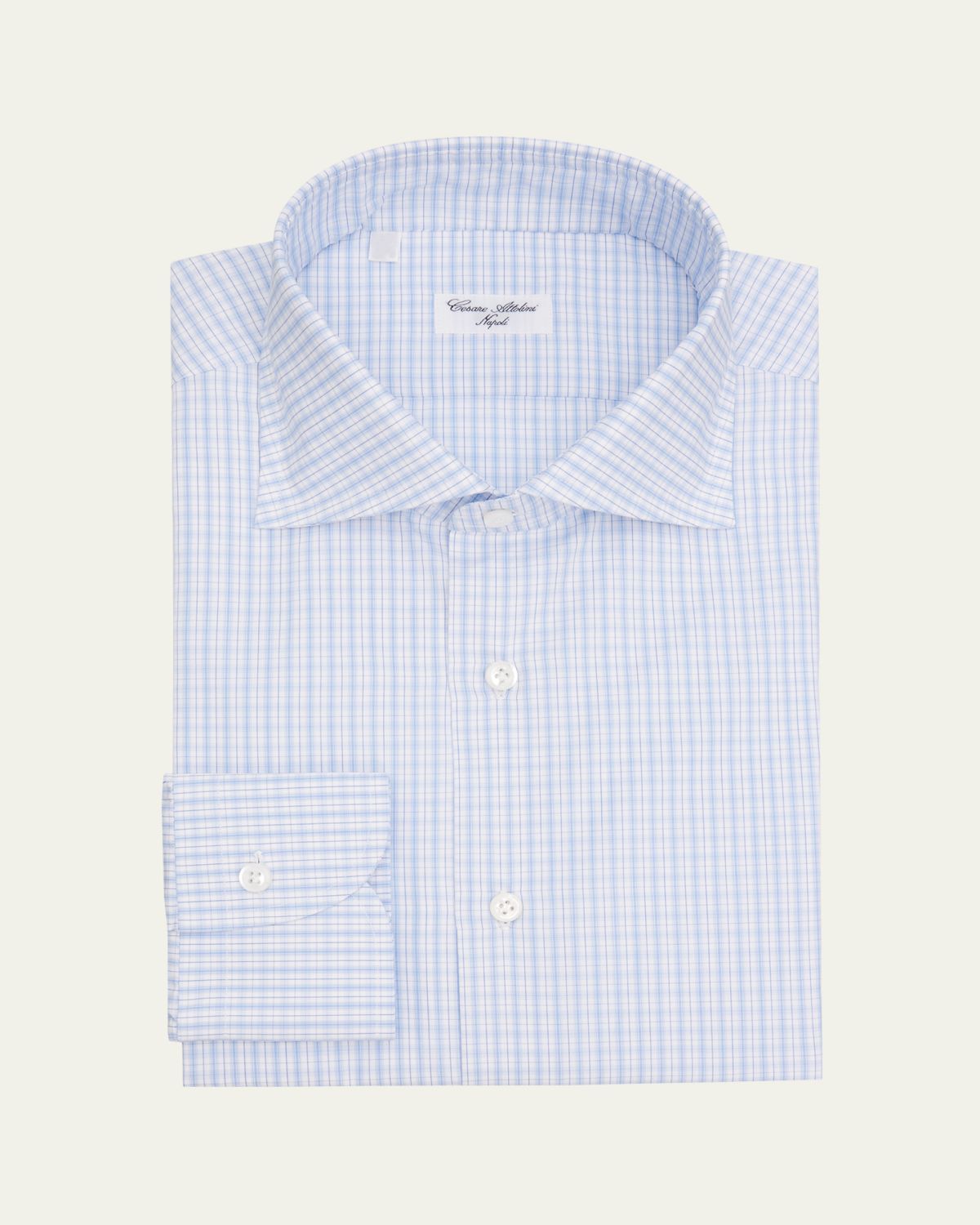 Cesare Attolini Men's Grid-Check Cotton Dress Shirt | Thumbnail 3 Cesare Attolini Men's Grid-Check Cotton Dress Shirt | Thumbnail 3