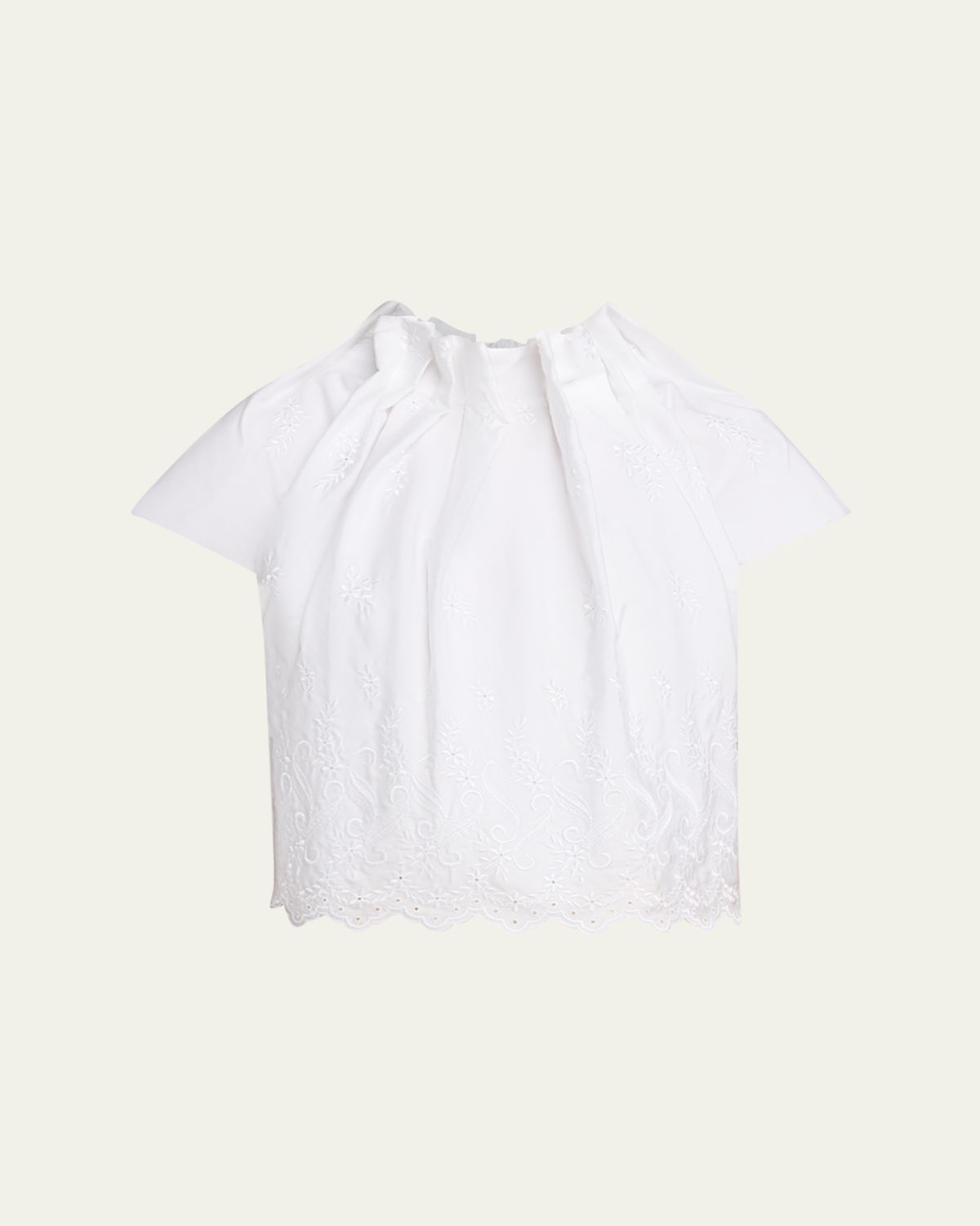 Simone Rocha Eyelet Embroidered Sculpted-Neck Cap-Sleeve Top