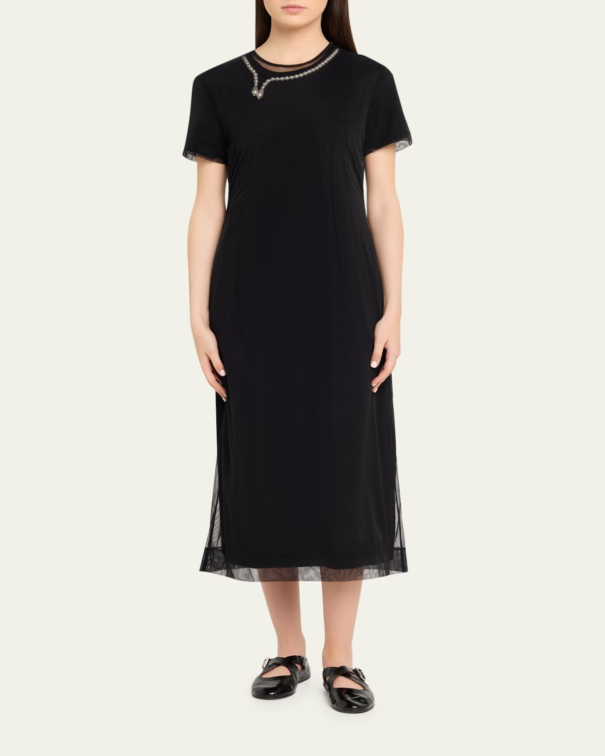 Simone Rocha Layered Liquid Cotton Midi T-Shirt Dress | Thumbnail 2