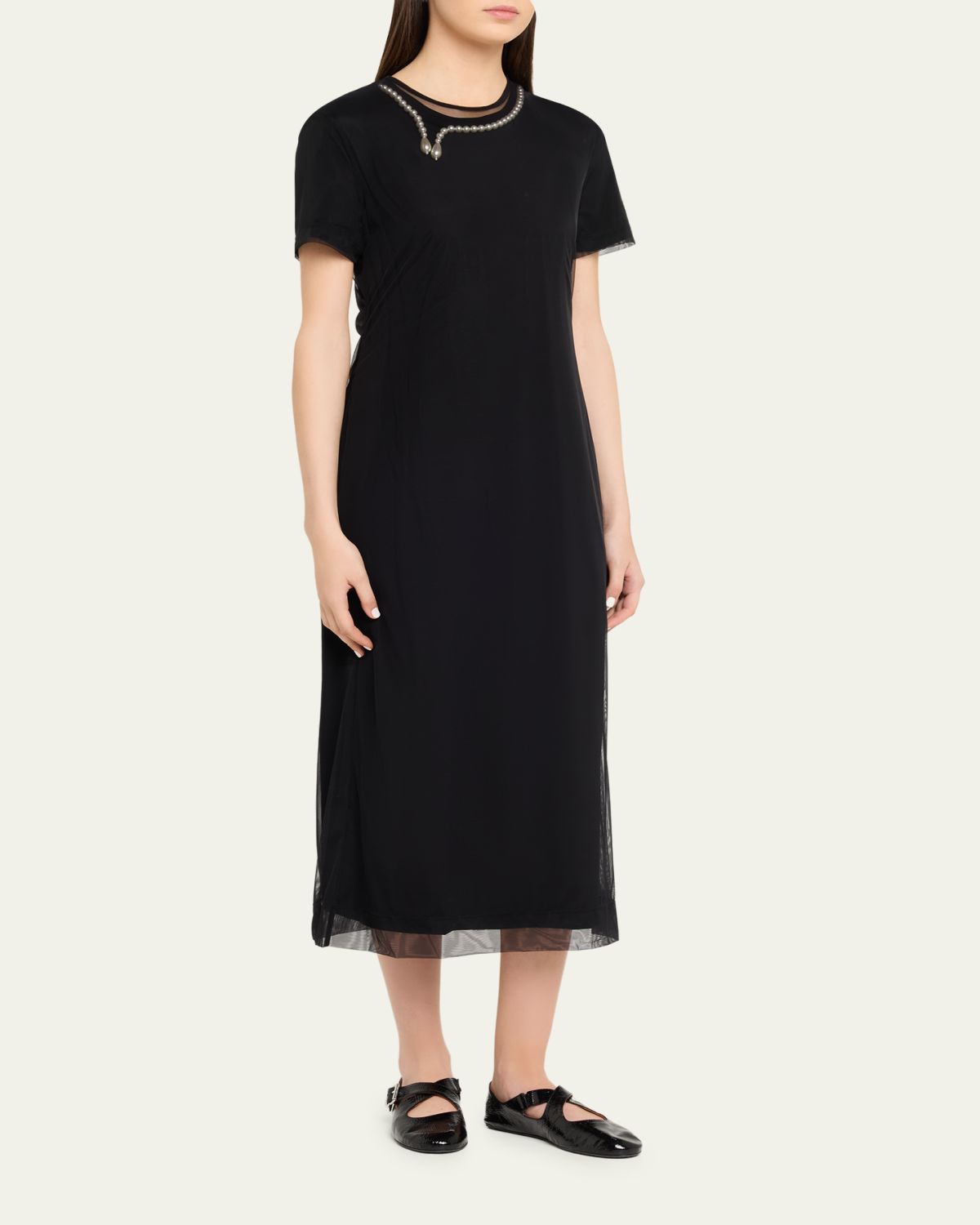 Simone Rocha Layered Liquid Cotton Midi T-Shirt Dress | Thumbnail 4