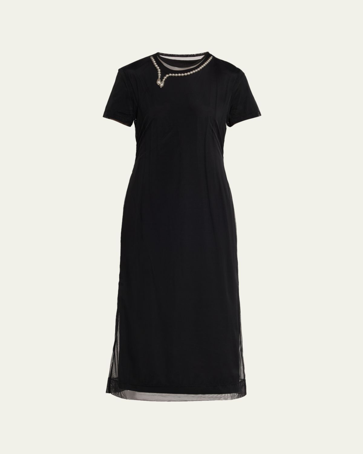 Simone Rocha Layered Liquid Cotton Midi T-Shirt Dress