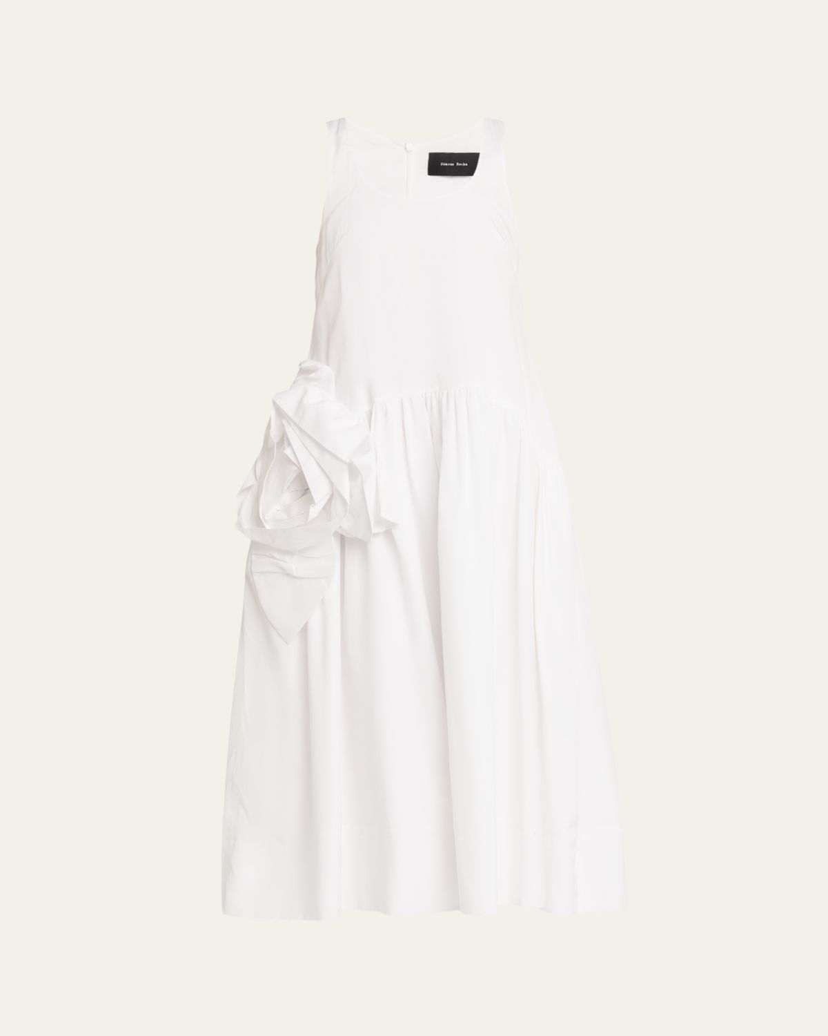 Simone Rocha Pressed Rosette Cotton Sleeveless Midi Dress