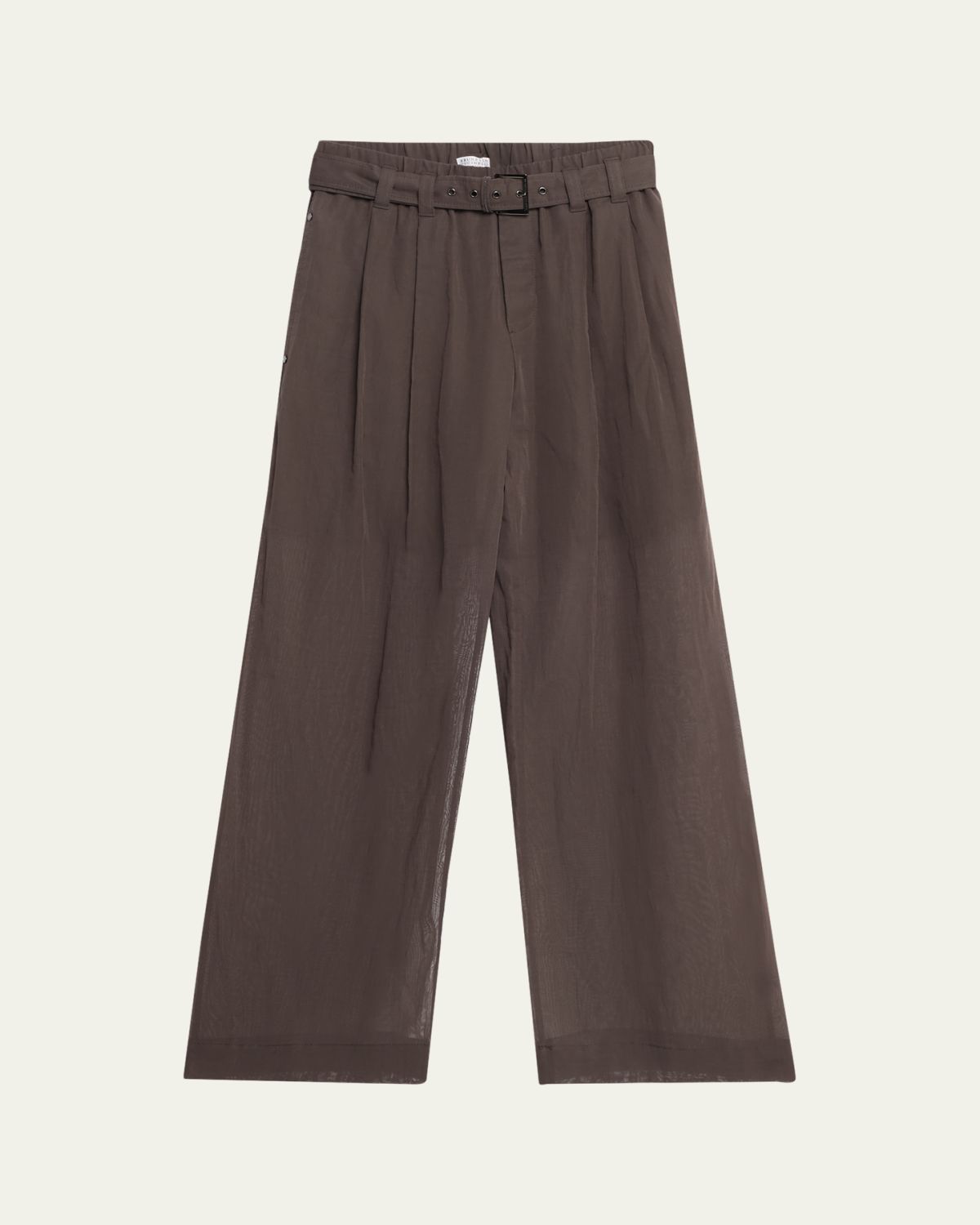 Brunello Cucinelli Sheer Cotton Voile Wide-Leg Pants With Belt | Thumbnail 6