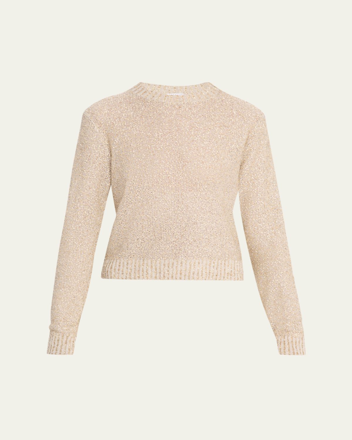Brunello Cucinelli Paillette Linen-Cashmere Crewneck Sweater