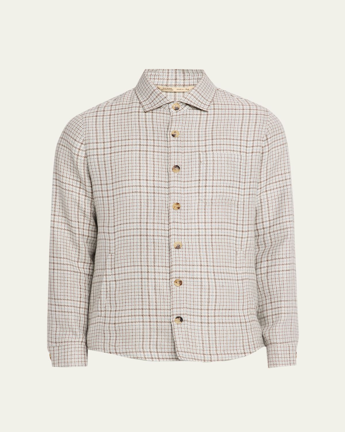 Maurizio Baldassari Men's Linen, Silk and Wool Overshirt with Pockets