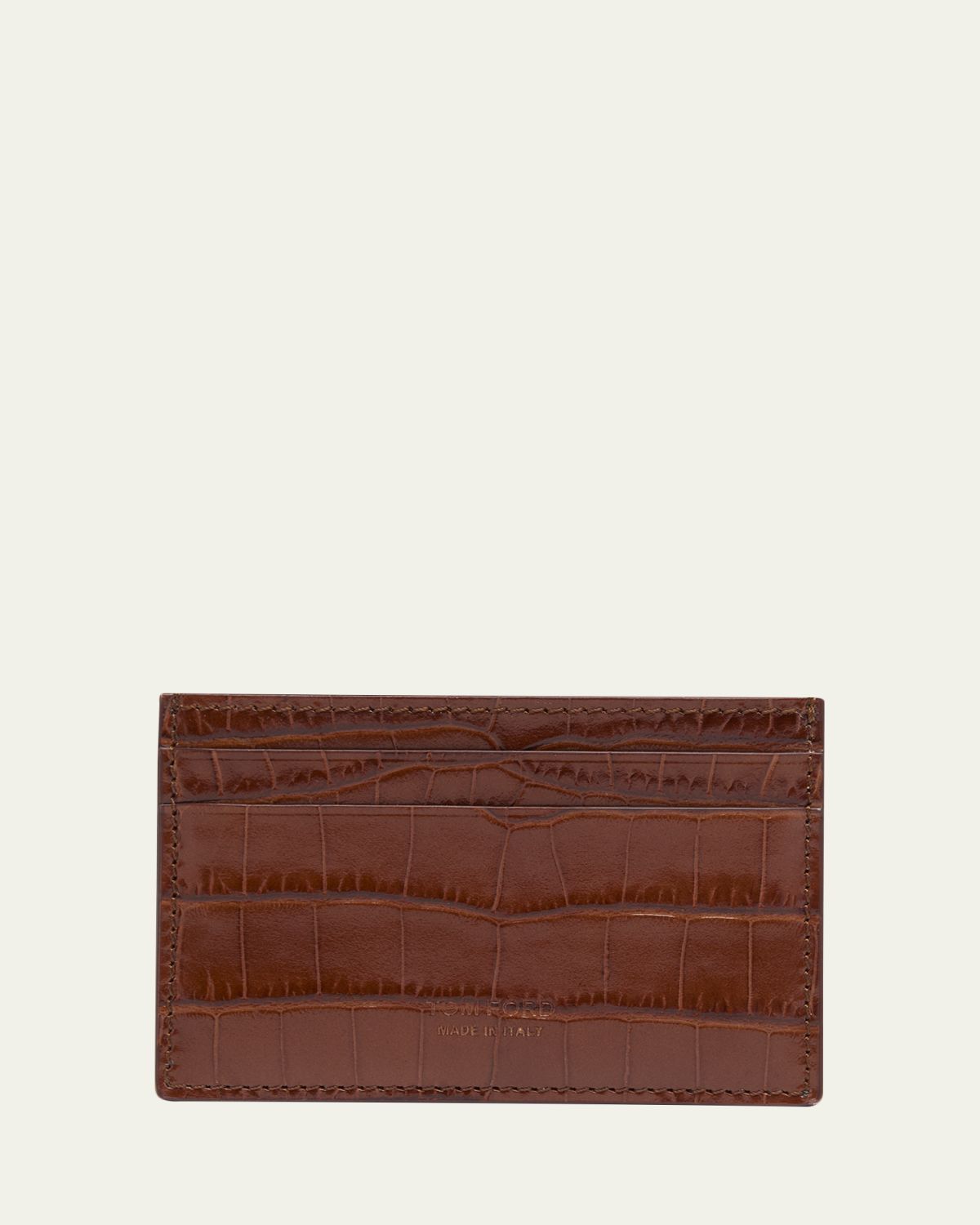 TOM FORD Men 's Exotic Line Croc-Embossed Leather Card Case