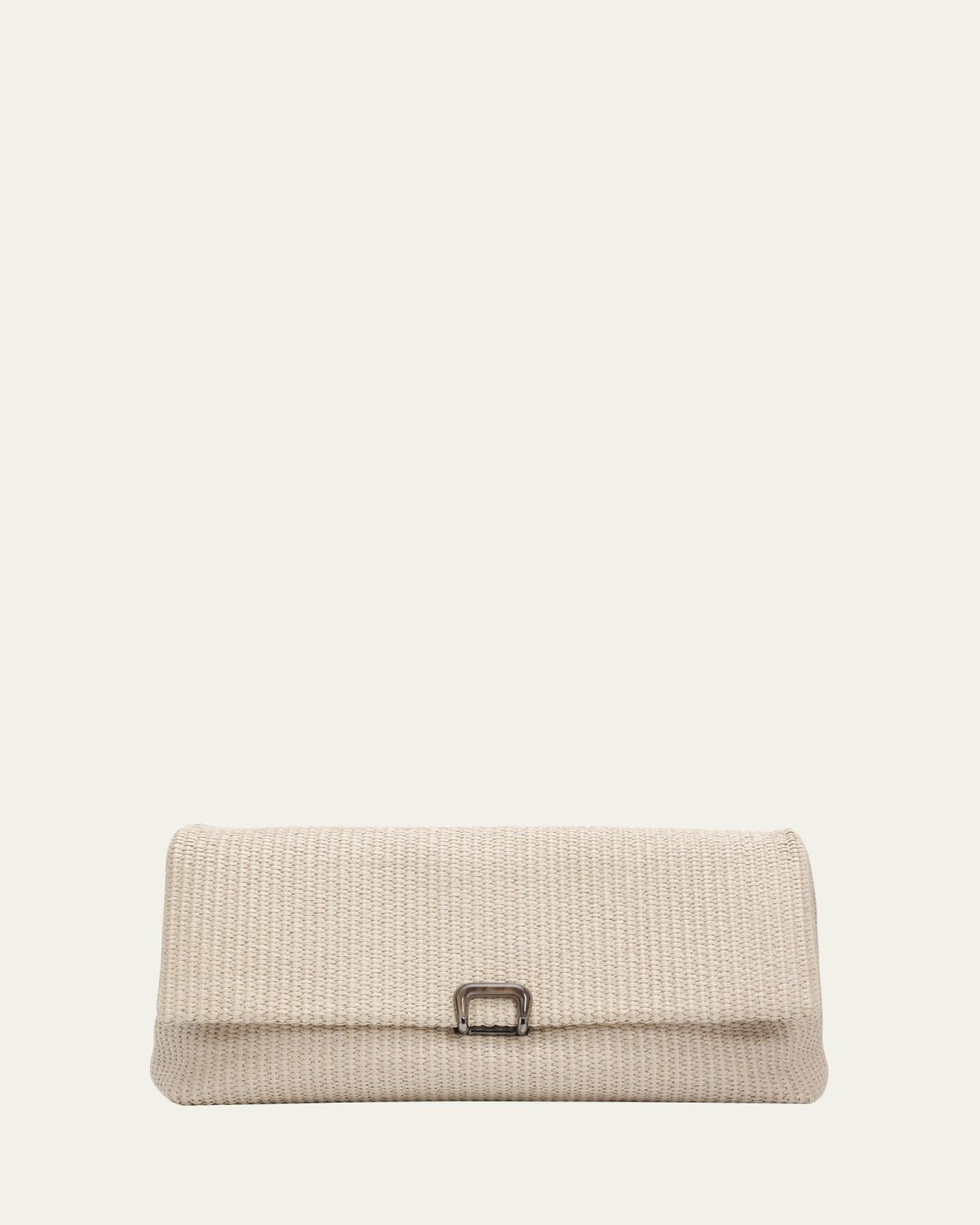 Brunello Cucinelli Medium Woven Raffia Clutch Bag | Thumbnail 6