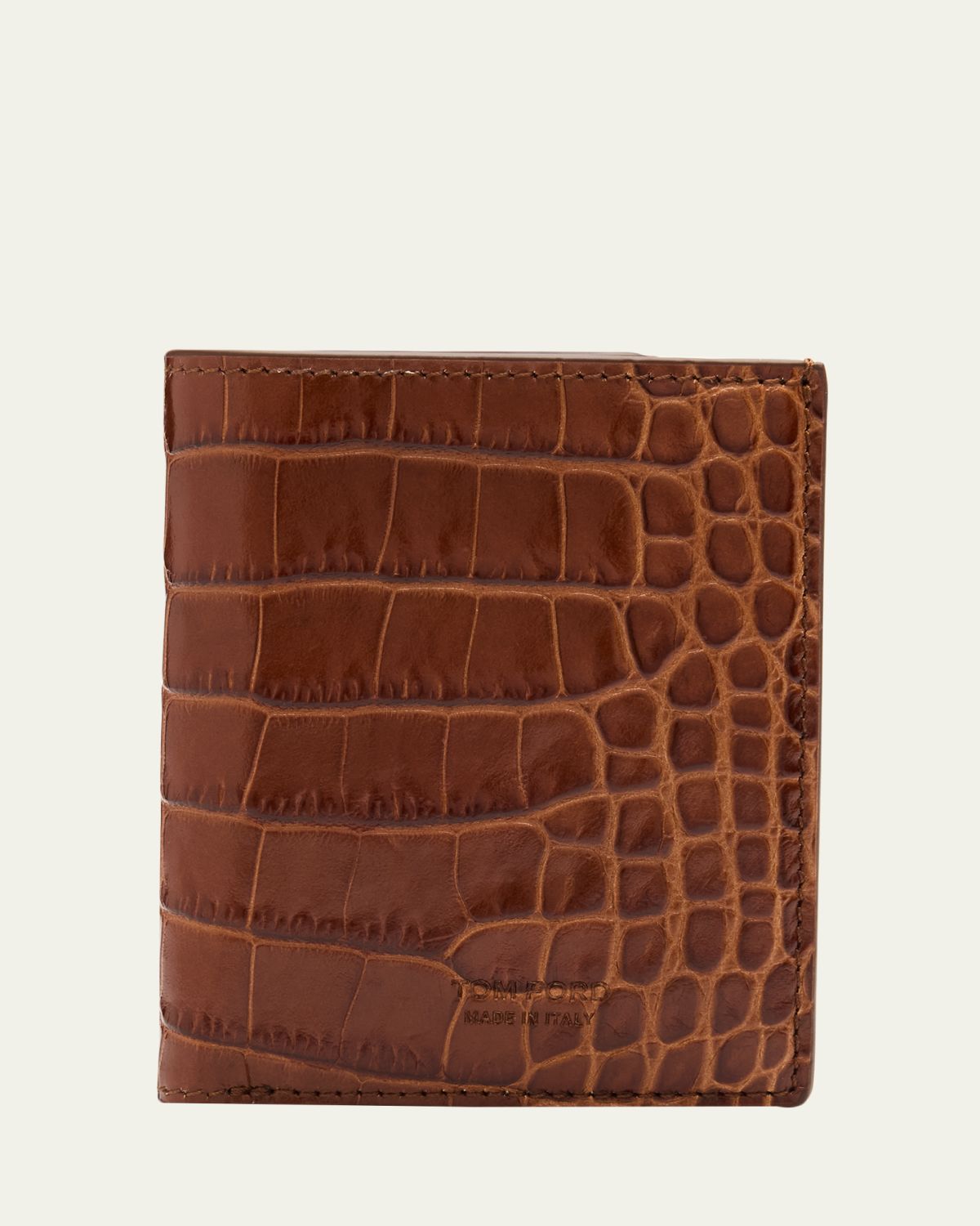 TOM FORD Men's Croc-Embossed Leather Folding Card Holder