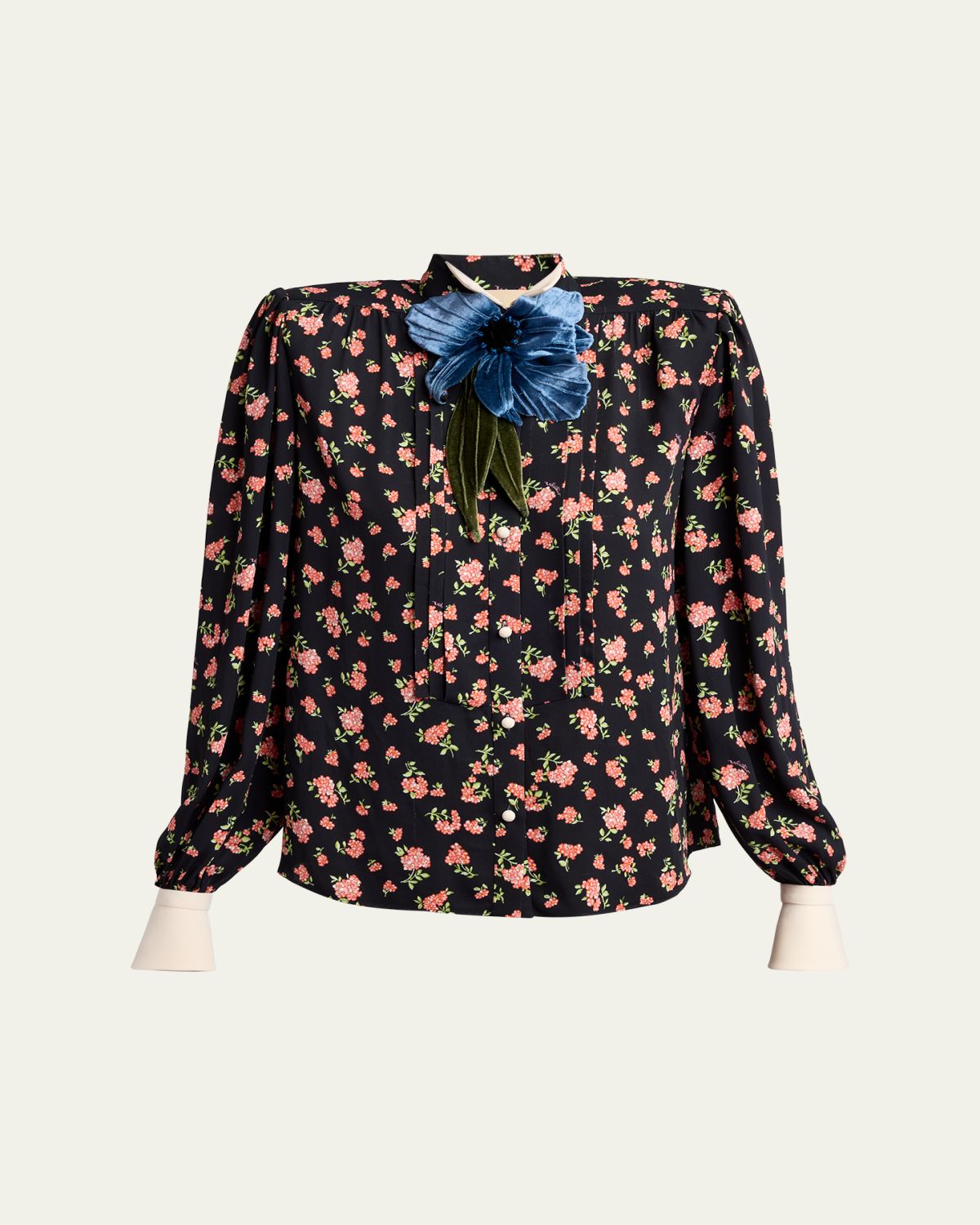 Valentino Garavani Embellished Floral-Print Shirt